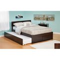 Livingquarters Orlando Twin Bed with Flat Panel Foot Board and Urban Trundle Bed in an Antique Walnut Finish LI719485